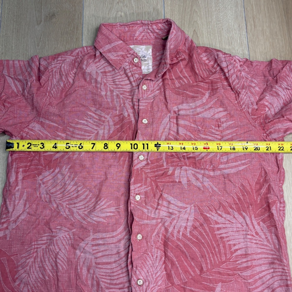 Tasso Elba Island Mens Silk Linen Tropical Palm Leaf Button Down Shirt Coral M - Picture 7 of 8